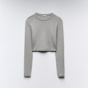Zara Heather Gray Long Sleeve Top